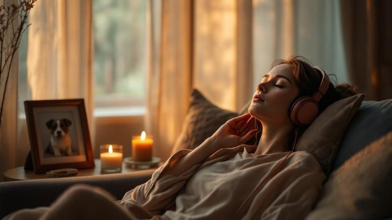 Person listening to pet memorial music