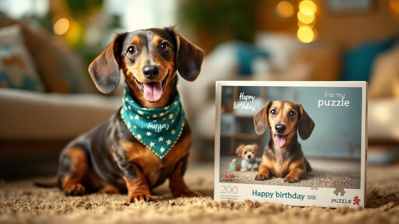 Blog section — Dachshund with custom puzzle gift